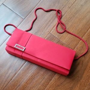 Satin red cross body purse
